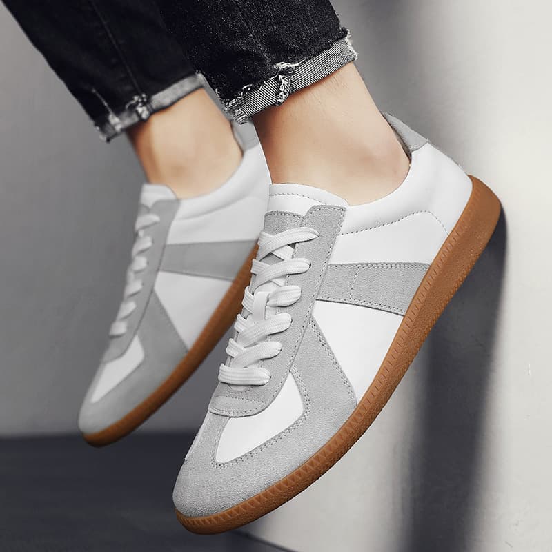 Jiamusen Men's Breathable Retro Sneakers – Lightweight All-Season Casual Shoes, White/Black, photo 2