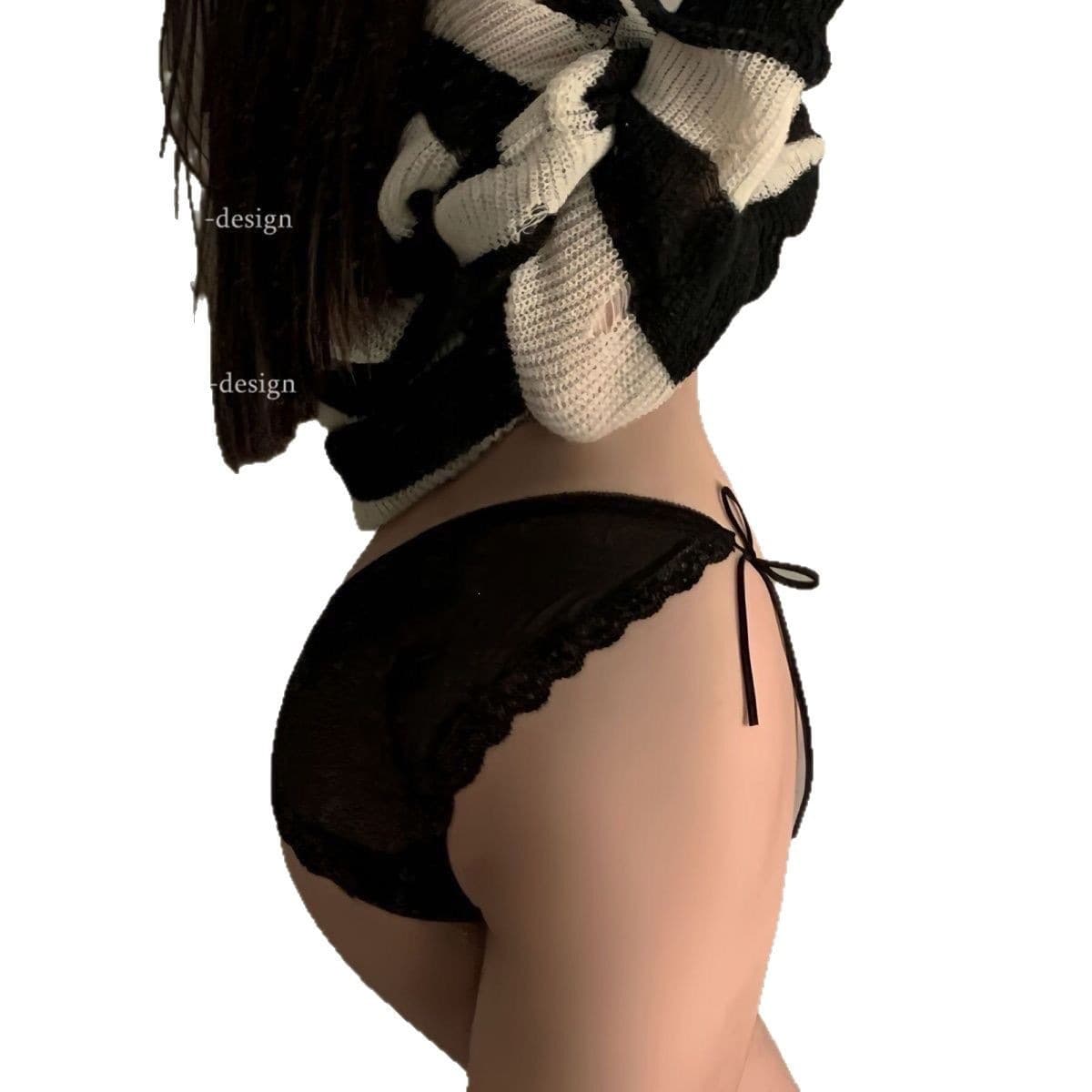 Flower Fairy* Sweet Lace-Up Tulle Breathable Embroidered Seductive Teenage Panties: Sexy Thong, photo 5