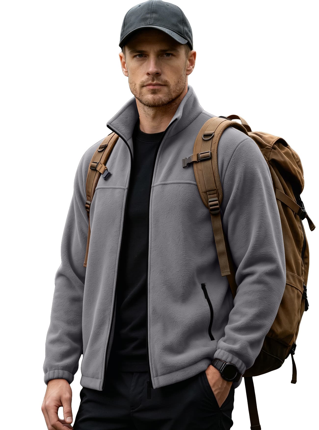 Cross-Border Men's Fleece Jacket: Fall/Winter European & American Casual Amazon Jacket—New Arrival Solid-Color Fleece Outdoor Top, photo 7