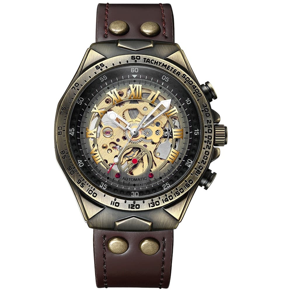 BINBOND Men's Vintage Bronze Automatic Mechanical Watch – See-Through Case Back, 30M Water Resistant, Alloy Band, photo 7