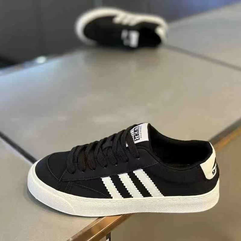 Men's Low-Top Canvas Sneakers – Breathable Lightweight Casual Shoes with Soft Rubber Sole, Three Stripes, White/Black/Black & White, Sizes 38-43, photo 8