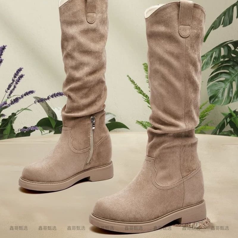 Fall/Winter Above-the-Knee Slimming Fashion Boots: 2026 New Arrival Riding Boots with Pleats, Built-in Heel, and Versatile Knee-High Boots for Women, photo 4