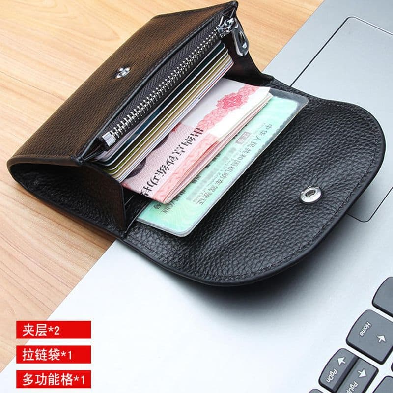 2-in-1 Mini Coin Pouch & Card Holder Wallet – Waterproof PU, Ultra-Lightweight Theft-Resistant, Unisex Black/Brown, photo 4