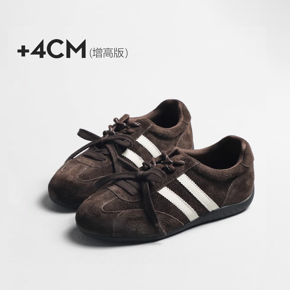 Women's Genuine Leather Sneakers with Hidden Heel – Casual Lace-Up Shoes in Black, Brown, Beige