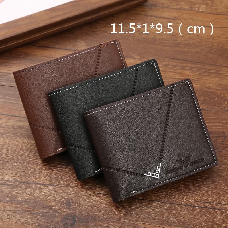 New Men's Wallet: Short-Style Wallet for Young Men—Simple and Stylish, Multiple Card Slots, Plain-Weave Design, Horizontal and Vertical Styles, Embossed Leather Wallet, photo 4
