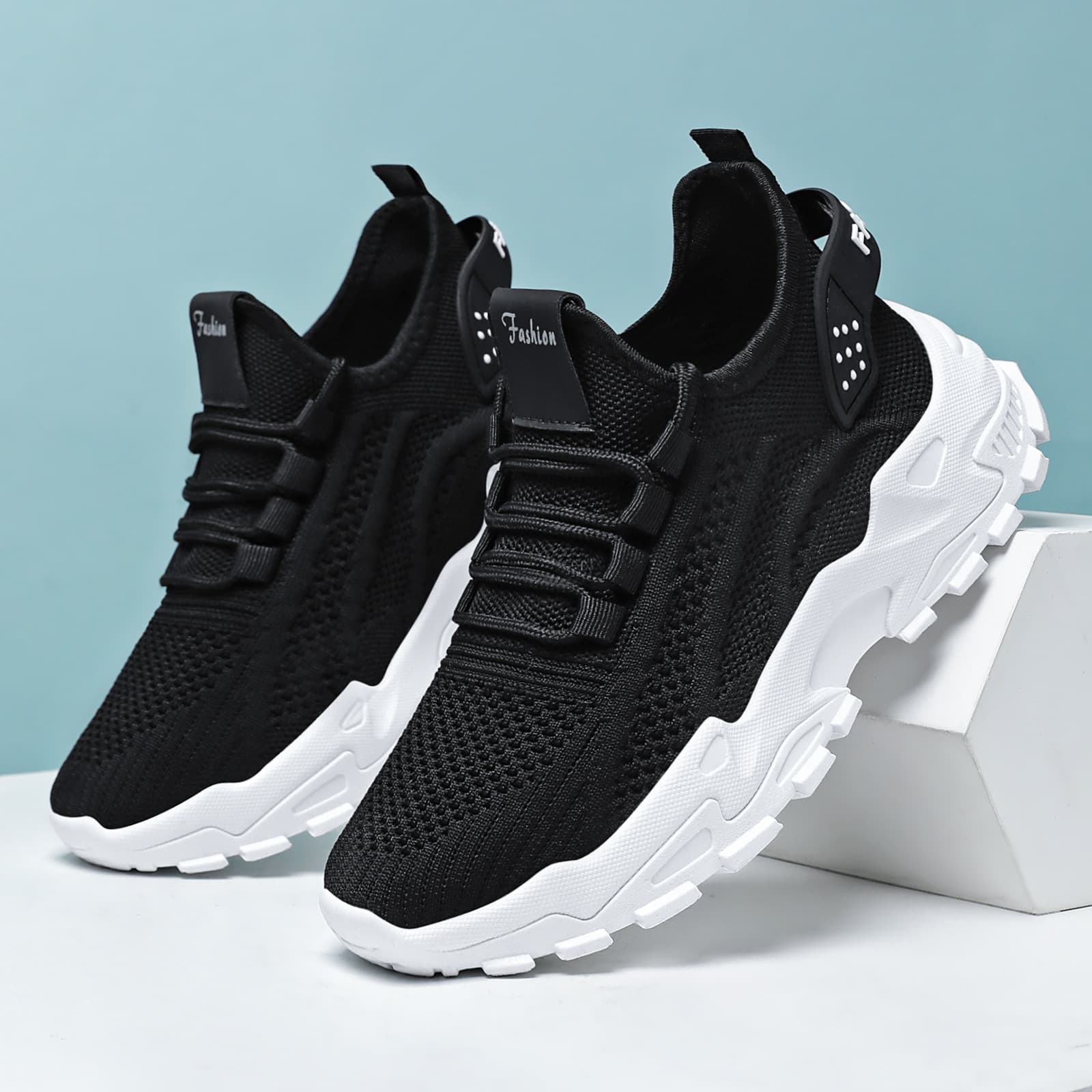 Plus-Size Women's Lightweight Sneakers – Breathable Knit Low-Top Lace-Up Shoes with Height-Boosting Sole, Sizes 36-43, 10 Colors, photo 3
