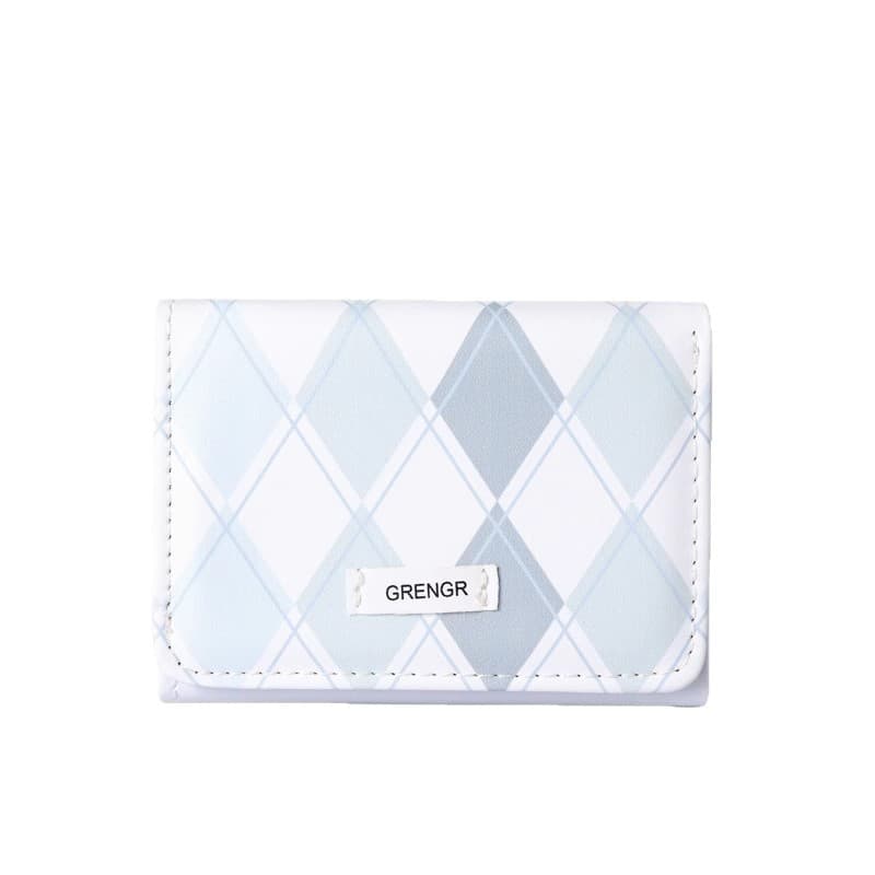 Sea Salt Blue Checkered Wallet—Fresh, Minimalist, Instagram-Style, Korean-Inspired, Multifunctional Student Wallet with Integrated Coin and Card Compartments, photo 5