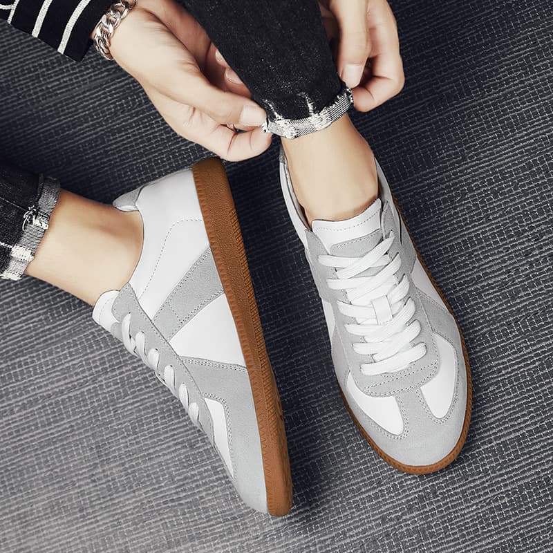 Jiamusen Men's Breathable Retro Sneakers – Lightweight All-Season Casual Shoes, White/Black, photo 4