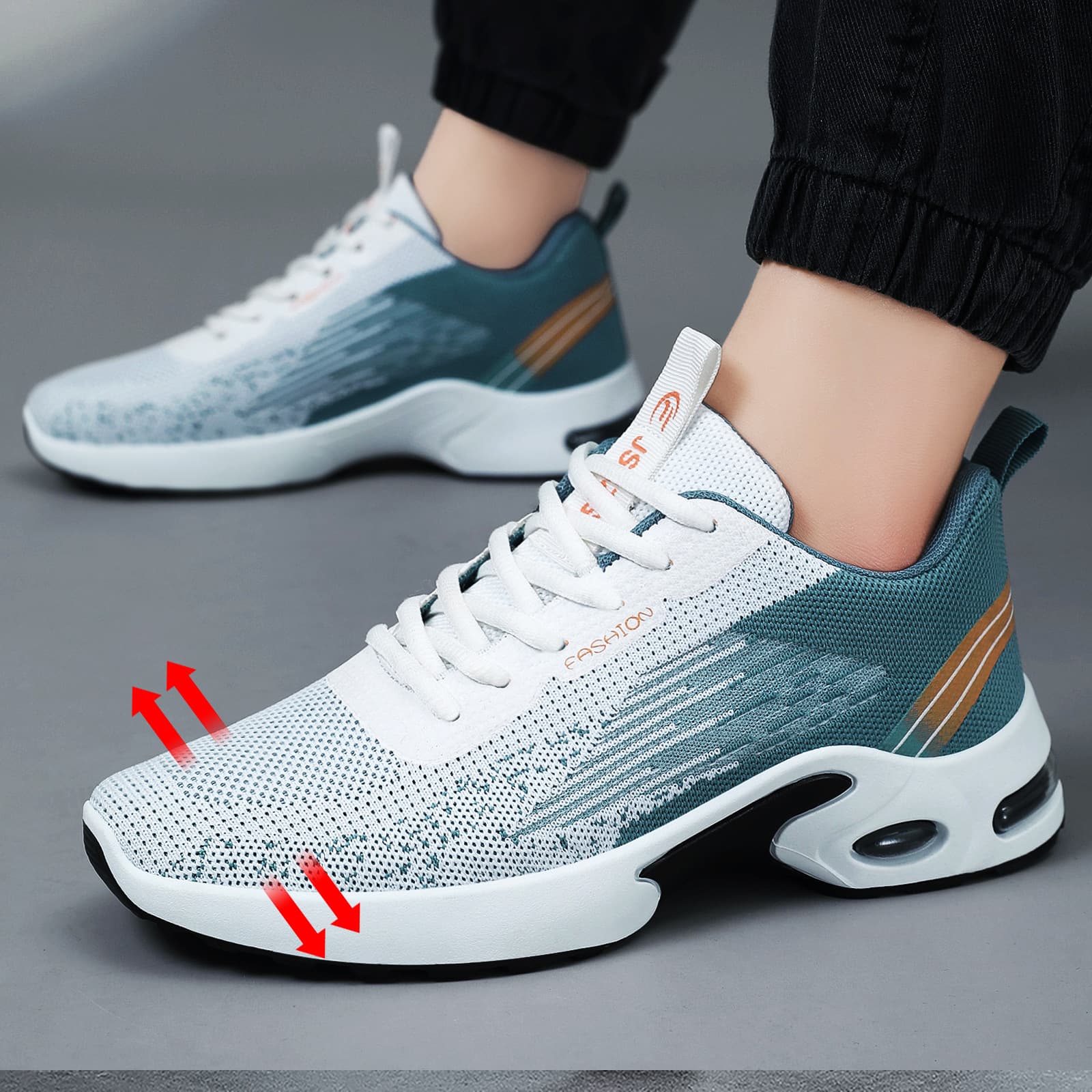 Men's Breathable Knit Running Sneakers – Lightweight Lace-Up Athletic Shoes in Large Sizes, Odor-Resistant, Multiple Colors, photo 10