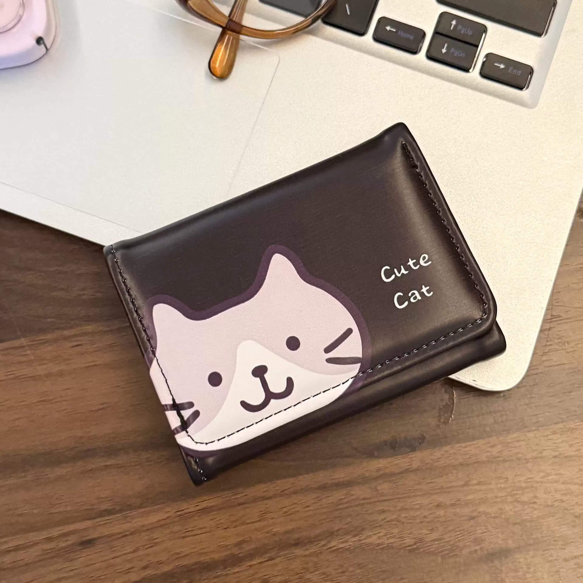 Cute Kitten-Printed Women's Short Wallet – PU Leather, Multiple Card Slots, Buckle Closure & Coin Pocket, photo 8