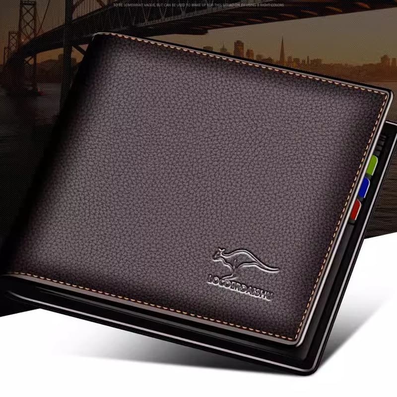 LOCOER Men's Anti-Magnetic PU Leather Wallet – Cowhide Texture, Minimalist Horizontal Design with Multiple Card Slots, photo 2