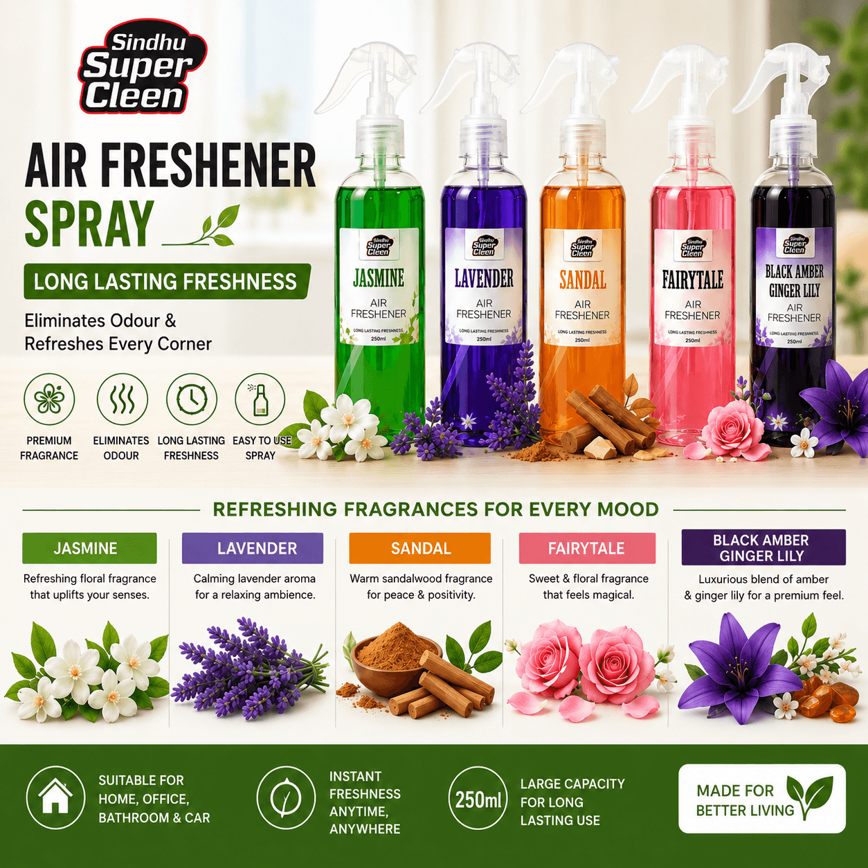 Sindhu Super Cleen Lavender Room Freshener Spray 250ml