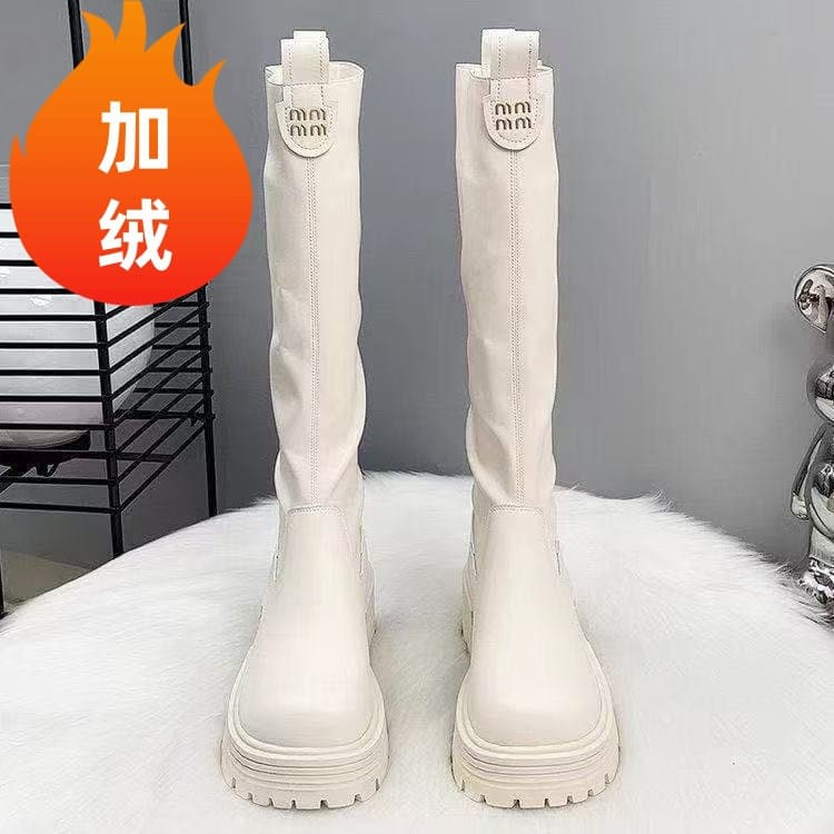 Women's Fleece-Lined Knee-High Fashion Boots – Chunky Heel, Back Zipper, Winter Riding Style, photo 6