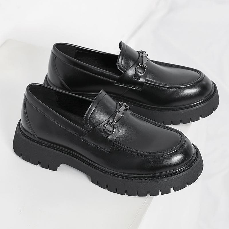 LDECK Men's Chunky-Sole Height-Increasing Loafers – Patent PU Leather, Shiny Finish, Casual Chunky Heel Shoes, photo 5
