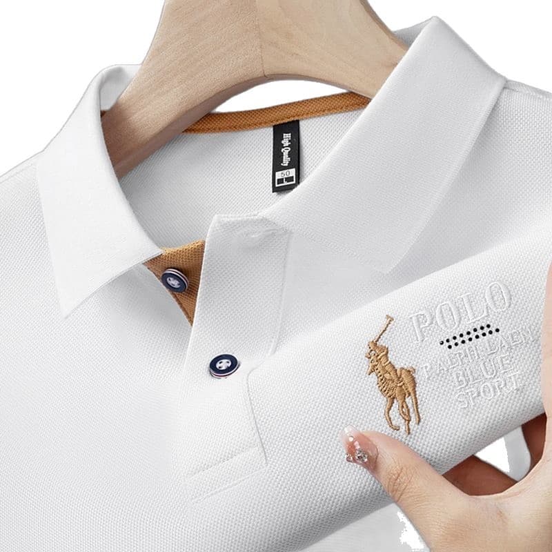 Men's Embroidered Collar Short-Sleeve Shirt – Lightweight Breathable Summer Business Tee, photo 5