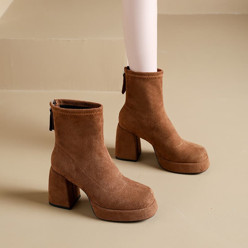Women's High-Heel Platform Ankle Boots – Faux Fur Upper, Chunky Heel, Back Zipper, Warm & Height-Enhancing for Fall & Winter, photo 9