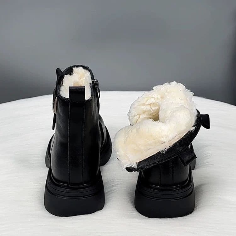 Women's Fleece-Lined Winter Snow Boots – Non-Slip Rubber Sole, Side Zip, Black, photo 3