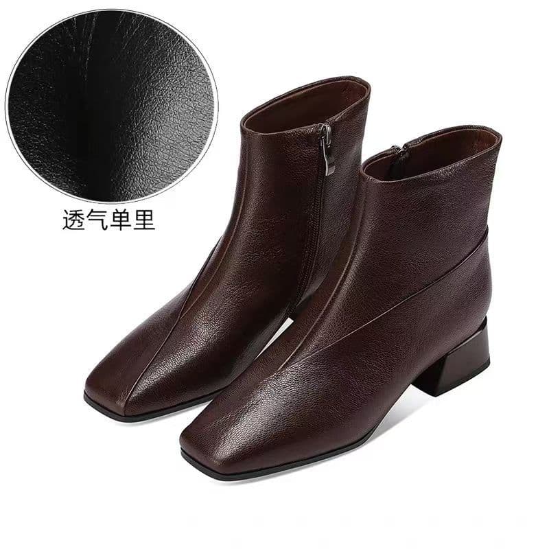 Women's Winter Ankle Boots – Fleece-Lined Soft Microfiber, Mid-Heel Square Toe, Side Zip, photo 7