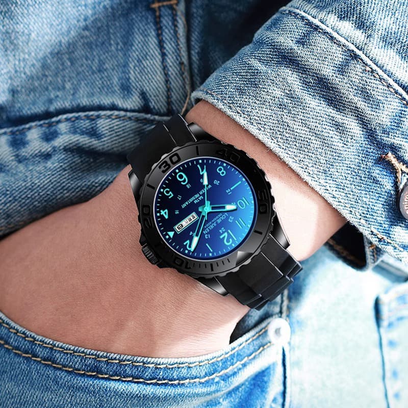 LOUIEJUELEN Glow-in-the-Dark Quartz Watch for Men & Women – Waterproof Silicone Strap, Dual Calendar, Sports Style, photo 2
