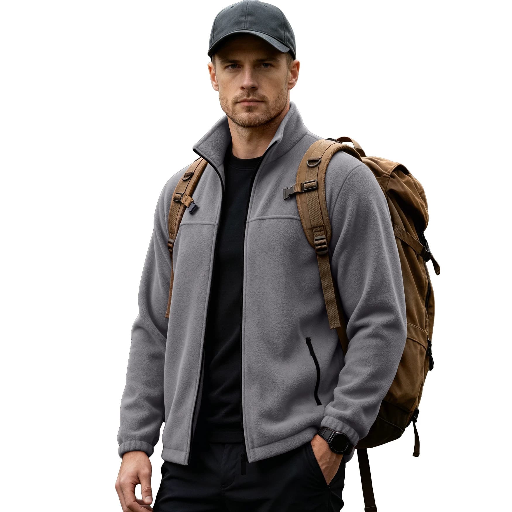 Cross-Border Men's Fleece Jacket: Fall/Winter European & American Casual Amazon Jacket—New Arrival Solid-Color Fleece Outdoor Top, photo 5
