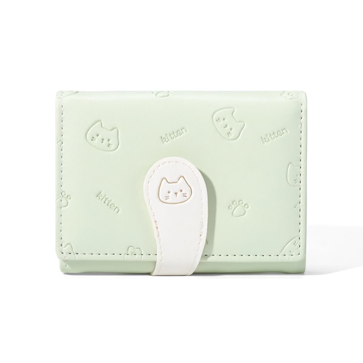 Cute Animal Print Women's Foldable Wallet – Waterproof PU, Anti-Skimming, Pink or Light Green Cat, photo 6