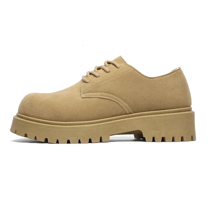 Men's Retro Low-Top Derby Shoes with Thick Chunky Sole – Height-Enhancing, Breathable Suede-Look Casual Shoes in Camel or Black, photo 5