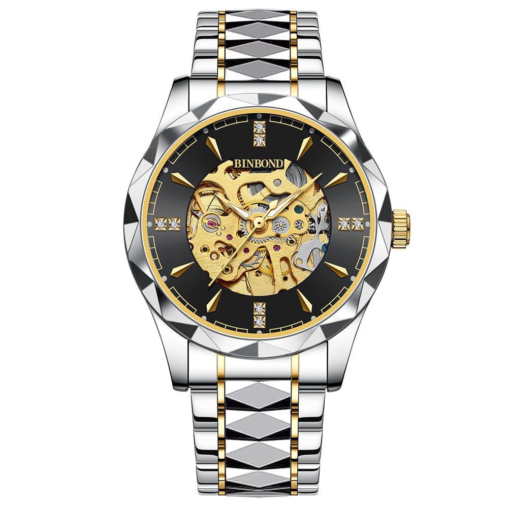 BINBOND Men's Skeleton Mechanical Watch – Water-Resistant 50m, Luminous, Stainless Steel, Business Style, photo 8
