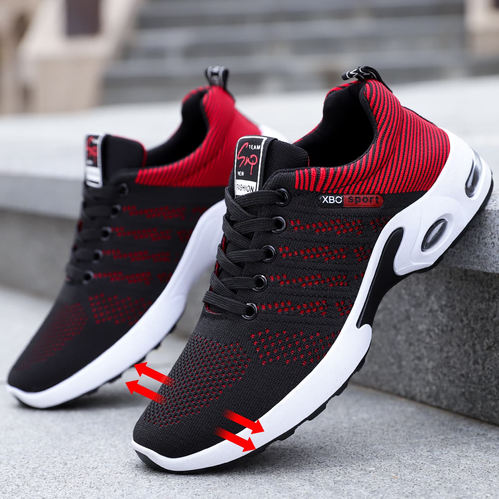 Men's Breathable Knit Running Sneakers – Lightweight Lace-Up Athletic Shoes in Large Sizes, Odor-Resistant, Multiple Colors, photo 6