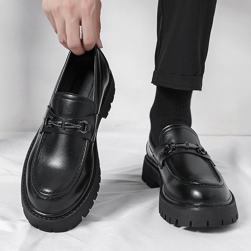 LDECK Men's Chunky-Sole Height-Increasing Loafers – Patent PU Leather, Shiny Finish, Casual Chunky Heel Shoes, photo 2