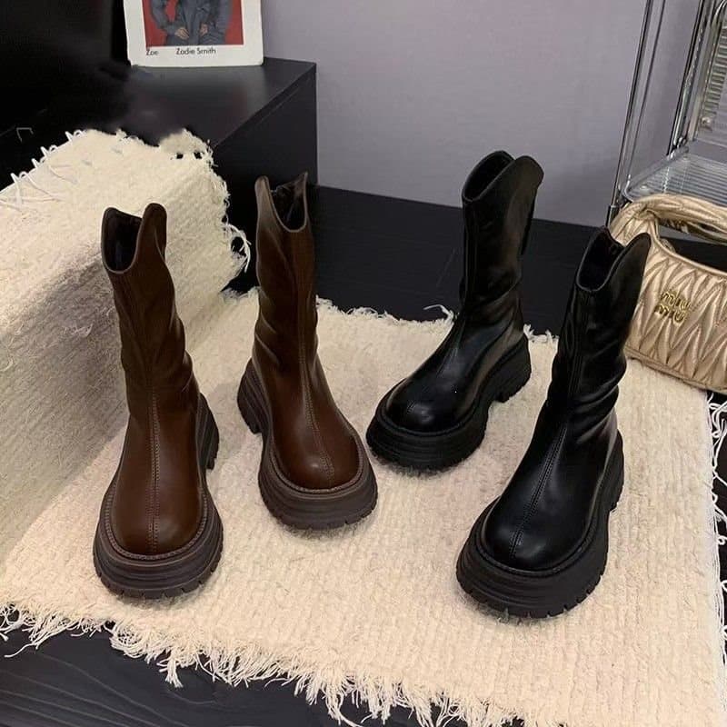Women's Retro Chunky Heel Ankle Boots – Lightweight Zip-Up Hiking Style Boots, photo 4