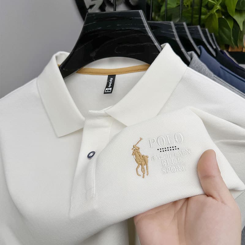 Fall Long-Sleeve Polo Shirt for Men: Business-Casual, Versatile, for Middle-Aged Men, with 10,000-Stitch Embroidery and a Turn-Down Collar—Exclusively for Cross-Border Sales, photo 3