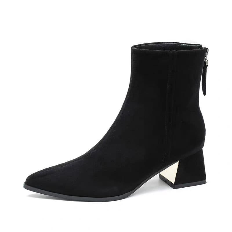 Women's Suede Ankle Boots with Chunky Heel – Black, Fall/Winter 2025, photo 5