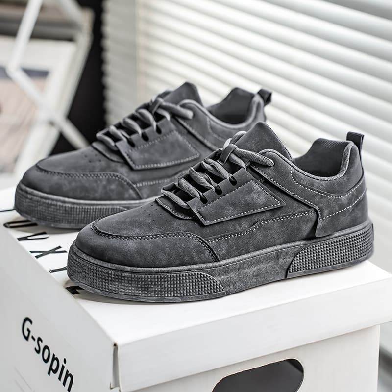 Men's Breathable Casual Sneakers – Korean-Style Low-Top Shoes in Black or Gray, photo 3