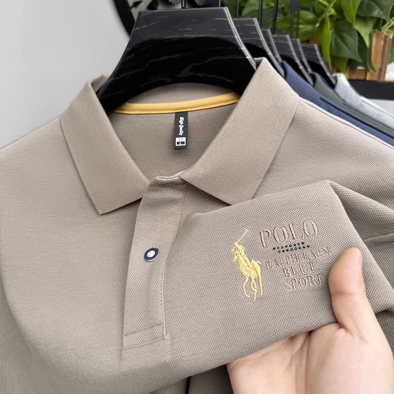 Fall Long-Sleeve Polo Shirt for Men: Business-Casual, Versatile, for Middle-Aged Men, with 10,000-Stitch Embroidery and a Turn-Down Collar—Exclusively for Cross-Border Sales, photo 4