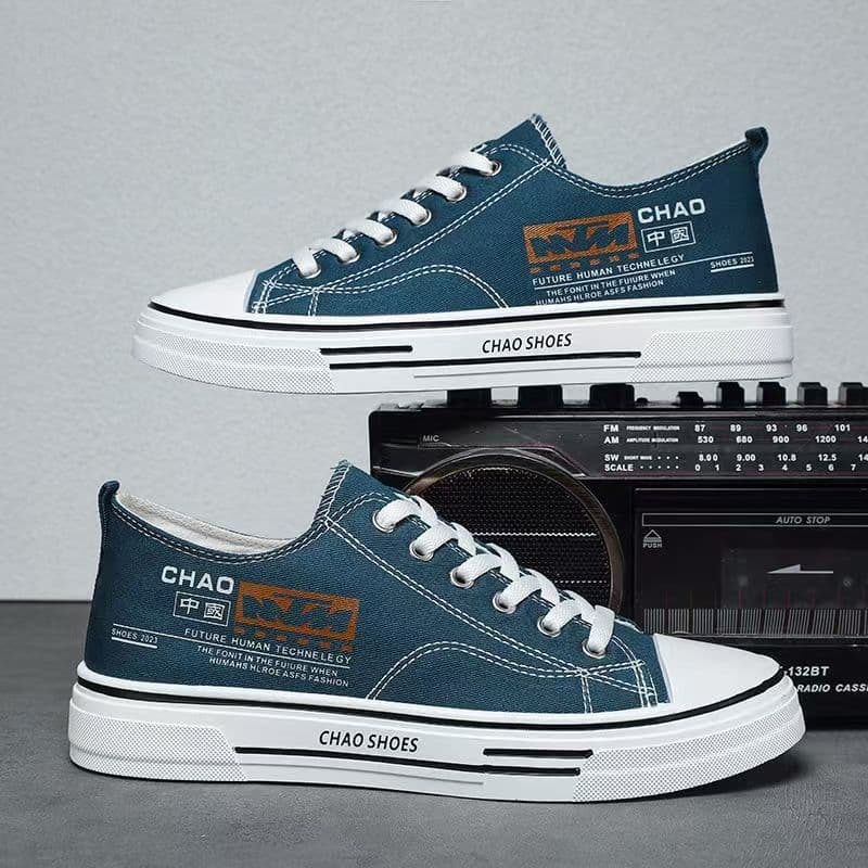 Men's Lightweight Breathable Canvas Sneakers – Korean-Style Casual Shoes, Blue or Black, photo 4