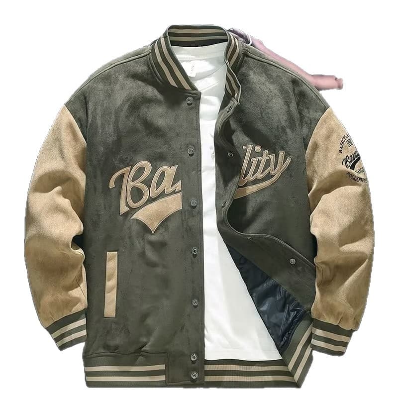 Suede Baseball Jacket for Men: Fall/Winter American Retro Jacket, Spring/Fall Loose-Fit Top, Embroidered Pilot Jacket, Trendy, photo 5
