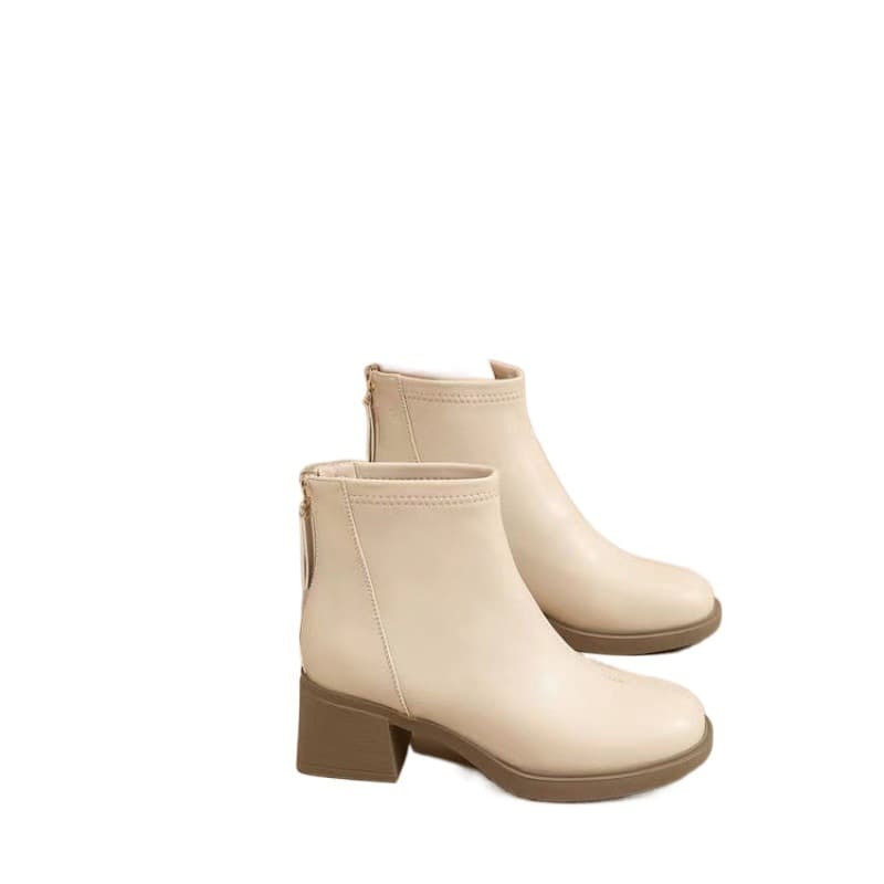 Paitiwei Women's Square Toe Ankle Boots with Chunky Heel – Soft Faux Leather, Back Zipper, Minimalist Winter Style, photo 5