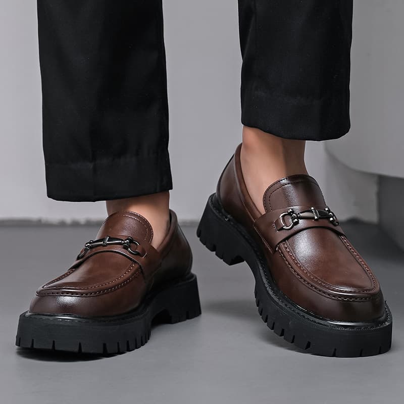 LDECK Men's Chunky-Sole Height-Increasing Loafers – Patent PU Leather, Shiny Finish, Casual Chunky Heel Shoes, photo 7