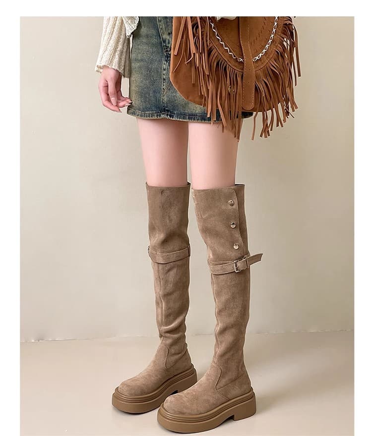 Women's Fold-Over Chunky Heel Western Boots – Knee-High Riding Style with Platform Sole, photo 8