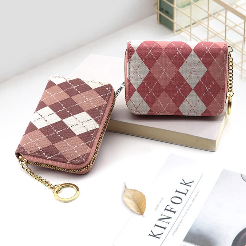 New Diamond-Pattern Zipper Coin Purse: Large-Capacity, Multifunctional Card Holder for Women—Luxurious Wallet with Korean-Style Anti-Demagnetization Card Sleeves, photo 3
