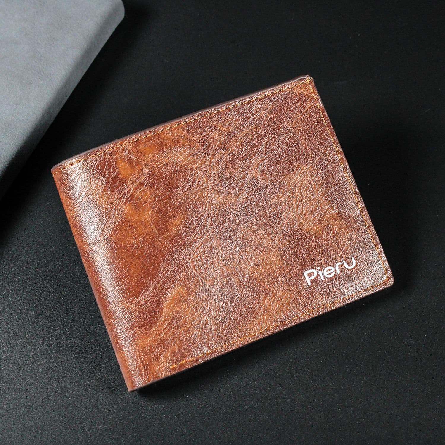 Pieru Men's Bi-Fold Wallet – PU Leather, Palm Print, Multifunctional Coin Purse, Black/Brown/Coffee, photo 8