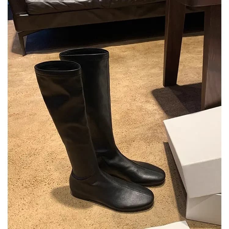 Ni Yueyi Women's Retro Knee-High Boots – Chunky Heel, Back Zipper, Black or Brown, photo 2