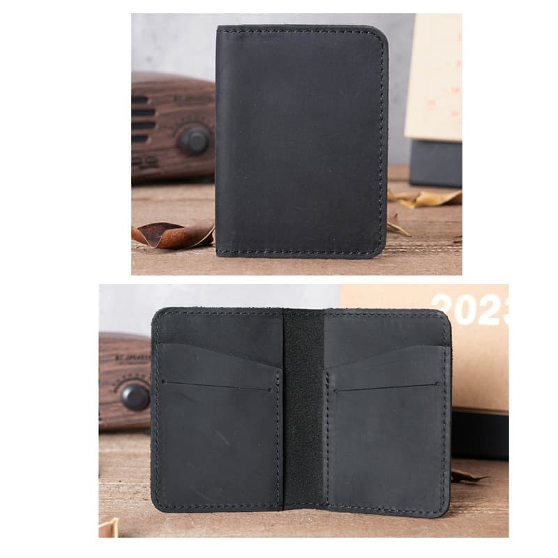 Genuine Cowhide Leather Mini Clutch Wallet for Men – Vintage Minimalist Multi-Card Slim Wallet, Unisex, photo 9