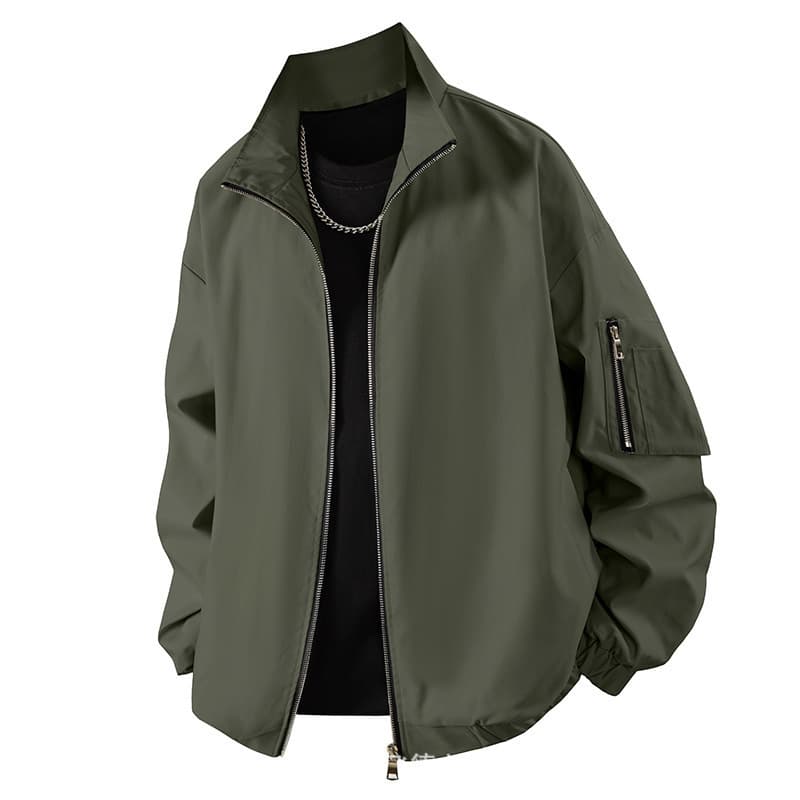 American-Style Work Jacket for Men: Spring/Fall, Loose Fit, Plus Size, Stand-Up Collar, Trendy Flight Jacket, Men's Outerwear, Baseball Jacket, photo 8