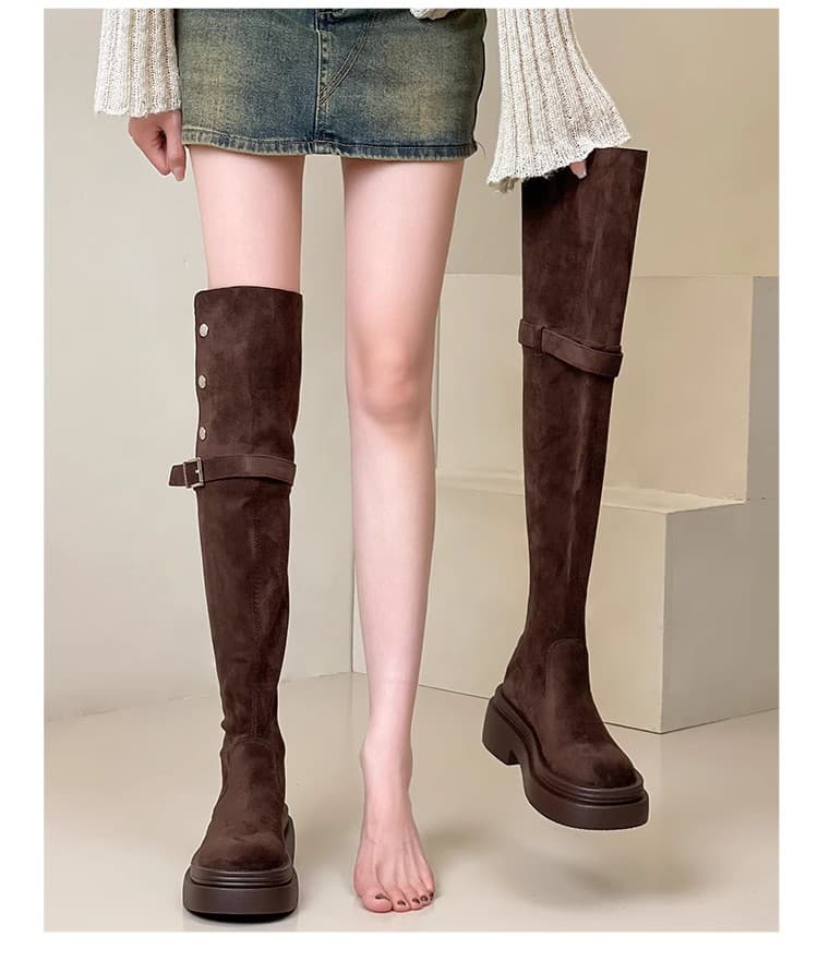 Women's Fold-Over Chunky Heel Western Boots – Knee-High Riding Style with Platform Sole, photo 10