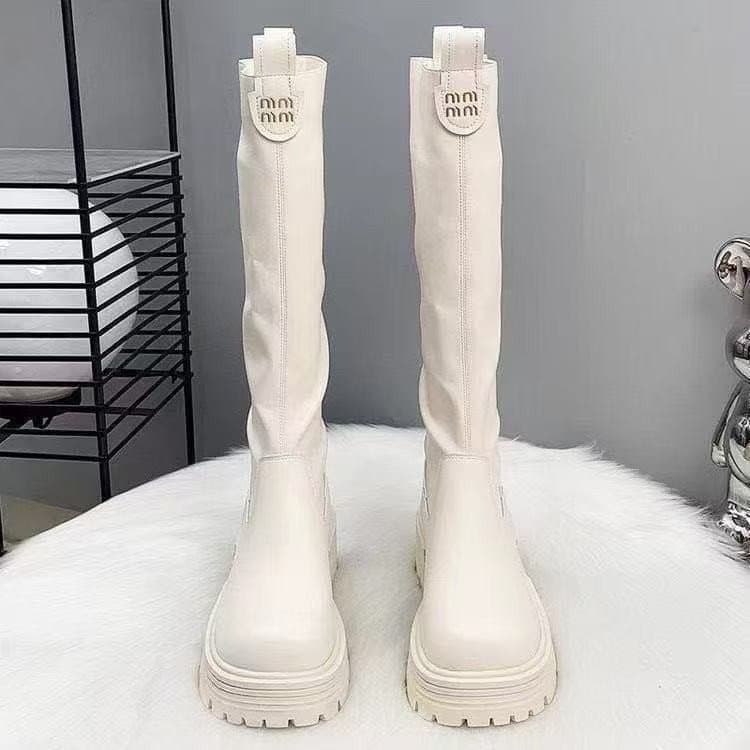 Women's Fleece-Lined Knee-High Fashion Boots – Chunky Heel, Back Zipper, Winter Riding Style, photo 4
