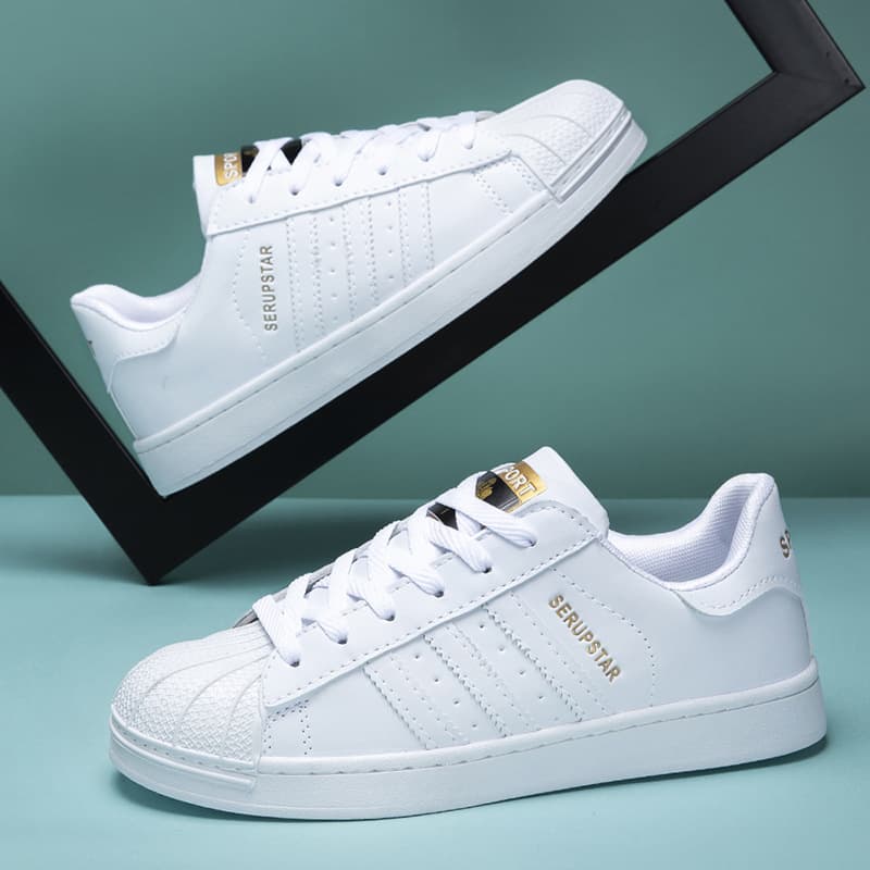 Far Reaches Shell-Toe White Sneakers – Unisex Casual Shoes with Breathable PU Upper and Rubber Sole, photo 2