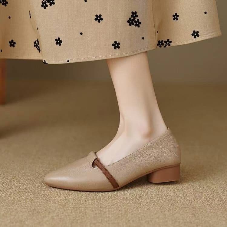 Women's Pointed-Toe Slip-On Shoes | Chunky Low Heel, Soft PU Leather, Comfortable All-Season Flats, photo 2