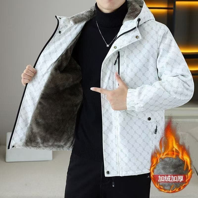 New Winter Men's Fleece-Lined, Thickened Coats, Warm Cotton Jackets, Hooded Jackets, Trendy Casual Cotton Jackets—1/2 In Stock, photo 4