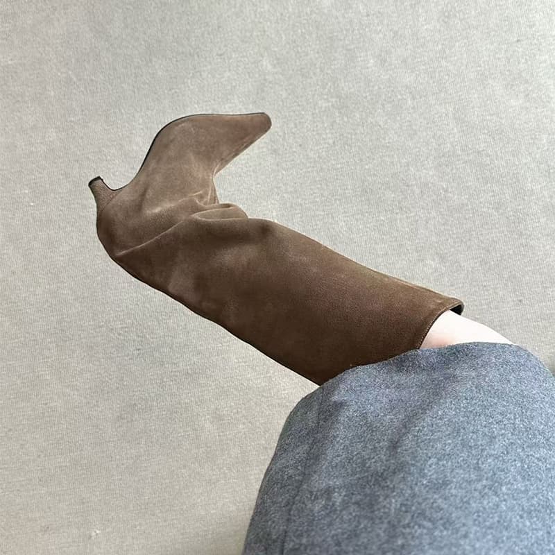 Women's Classic High-Heeled Western Cowboy Boots – Pointed Toe, Pleated Long Riding Boots, Retro Style, Fall Wear, photo 3